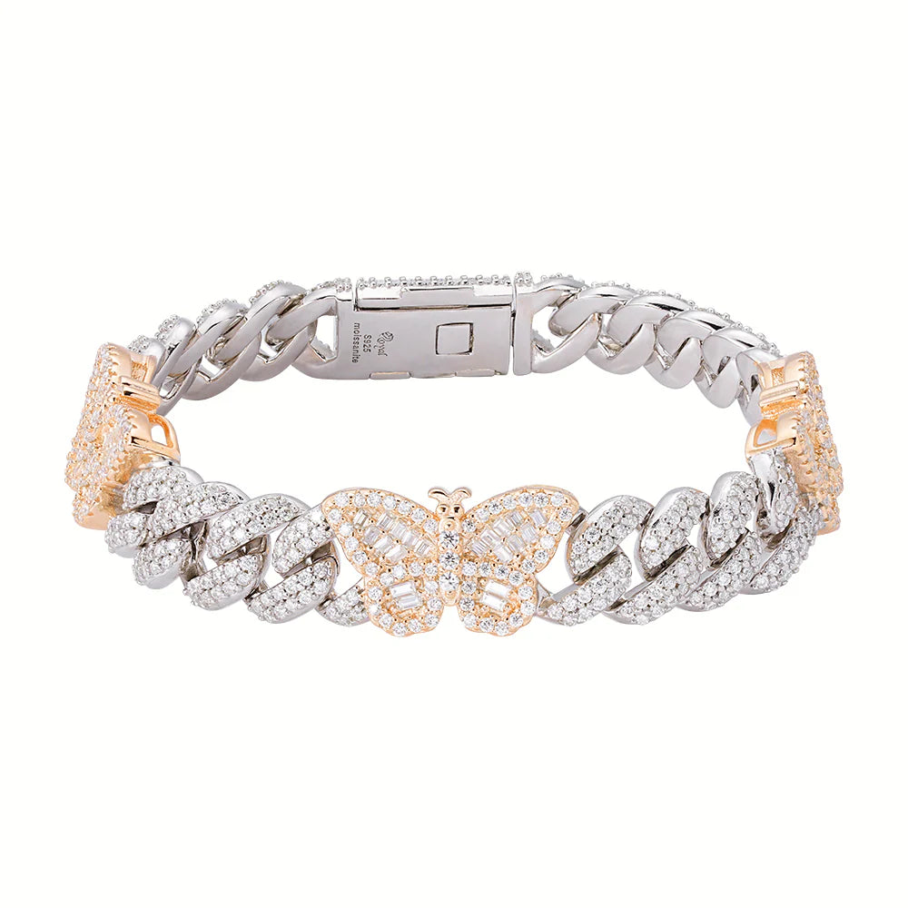 Miami Cuban Moissanite Bracelet Butterfly Link 925