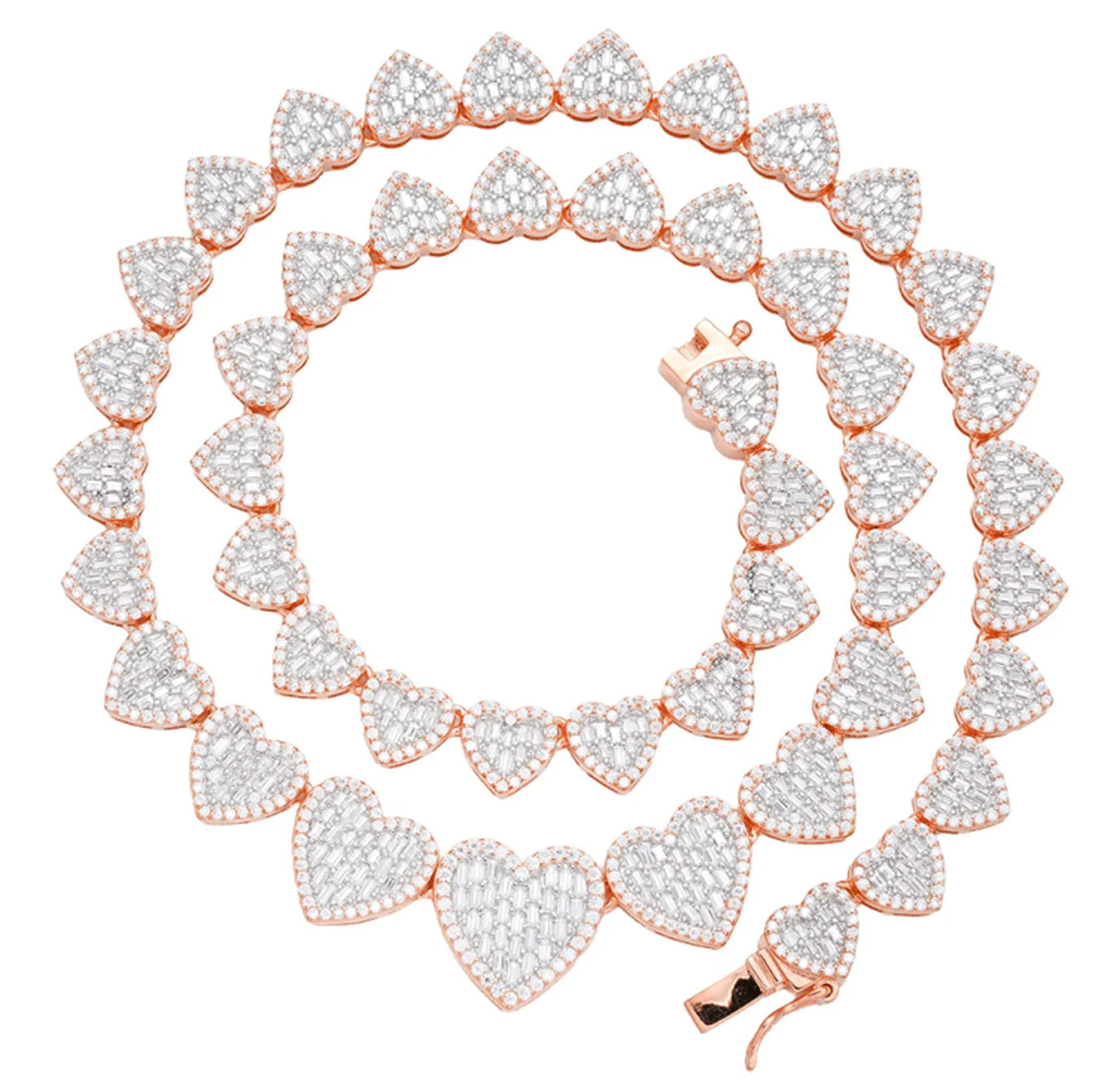 Womens Moissanite Heart Necklace Rose Gold 925 18"