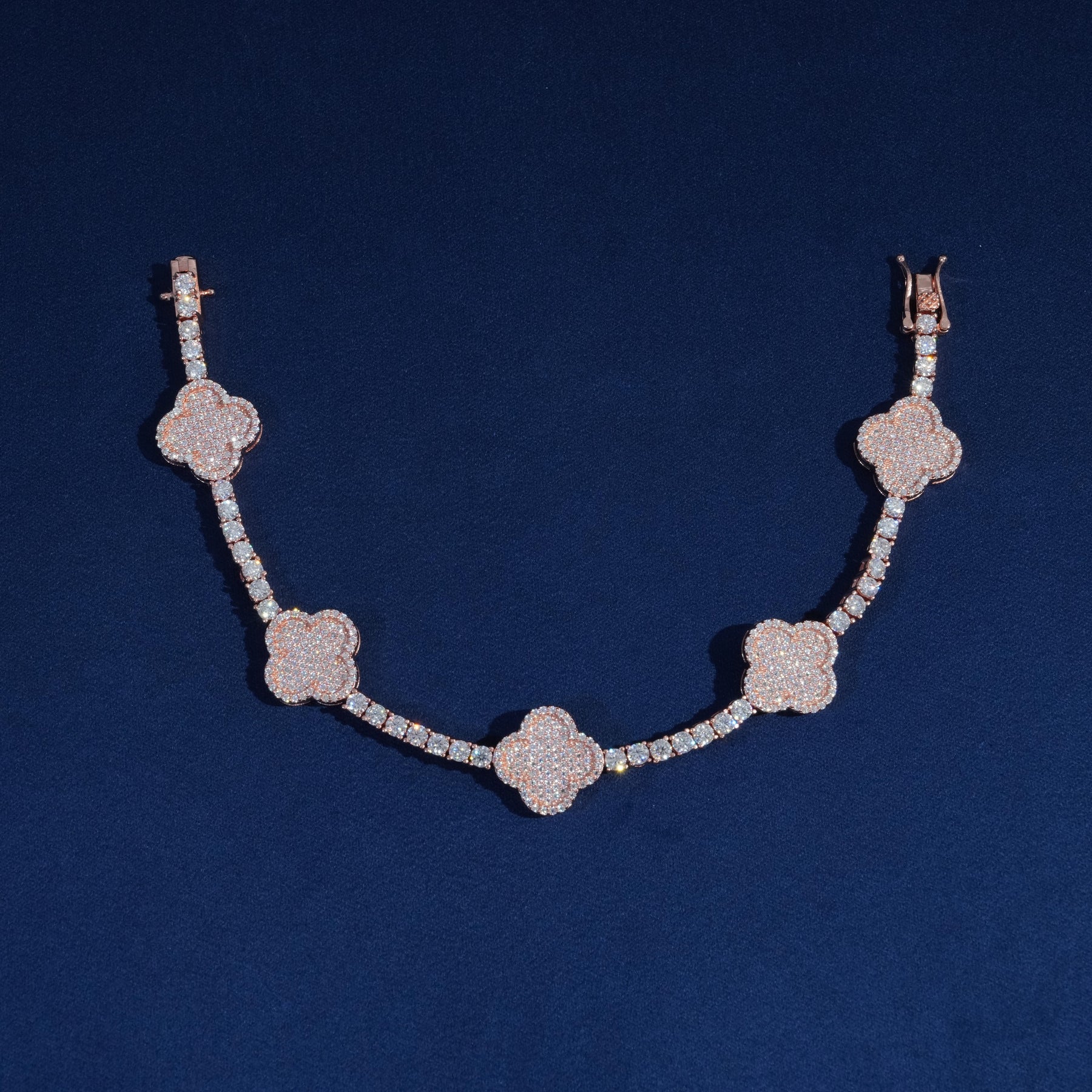 3mm Moissanite Tennis Clover Link Bracelet 925