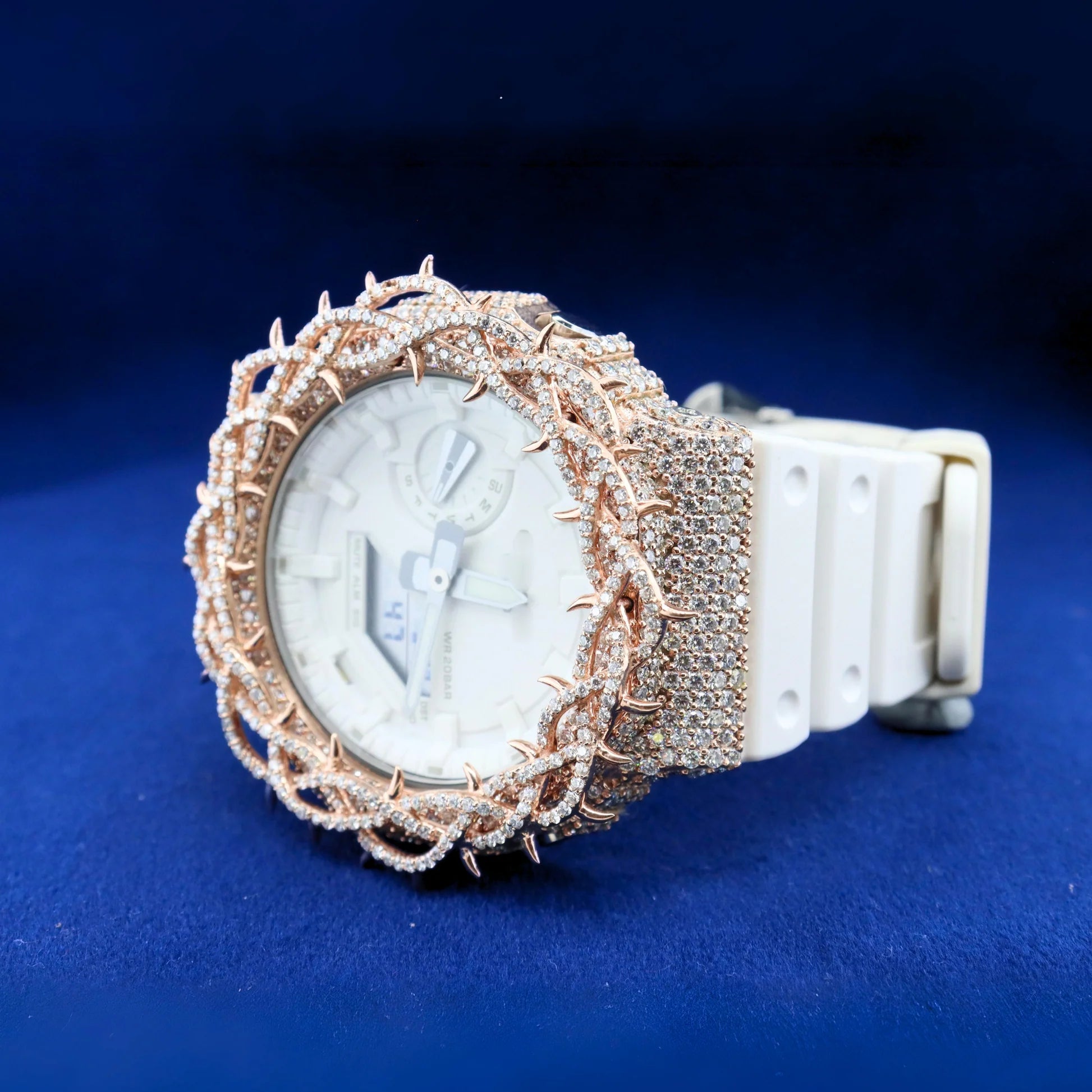 Custom G-Shock Thorn Watch Moissanite 925 Rose/White