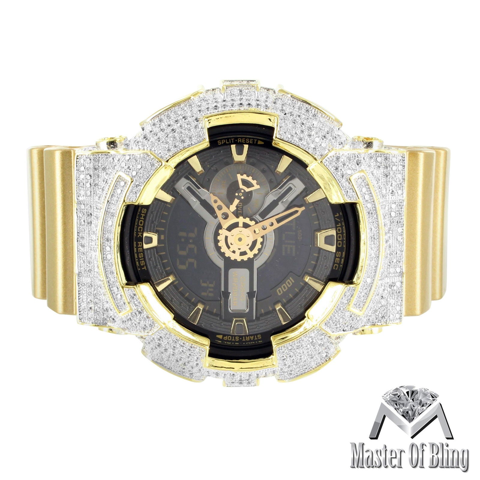 G Shock Gold Tone GA110GD Multi Time Zone Watch Master of Bling