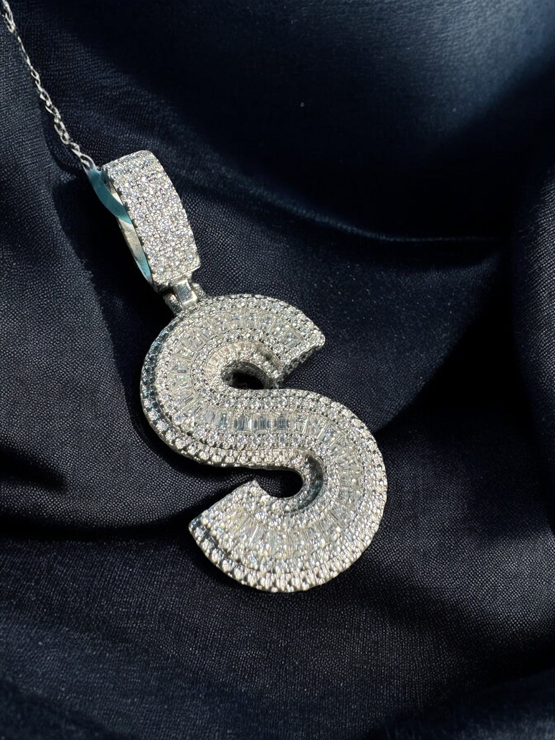 Moissanite Initial Pendant 925 Silver Letter Charms