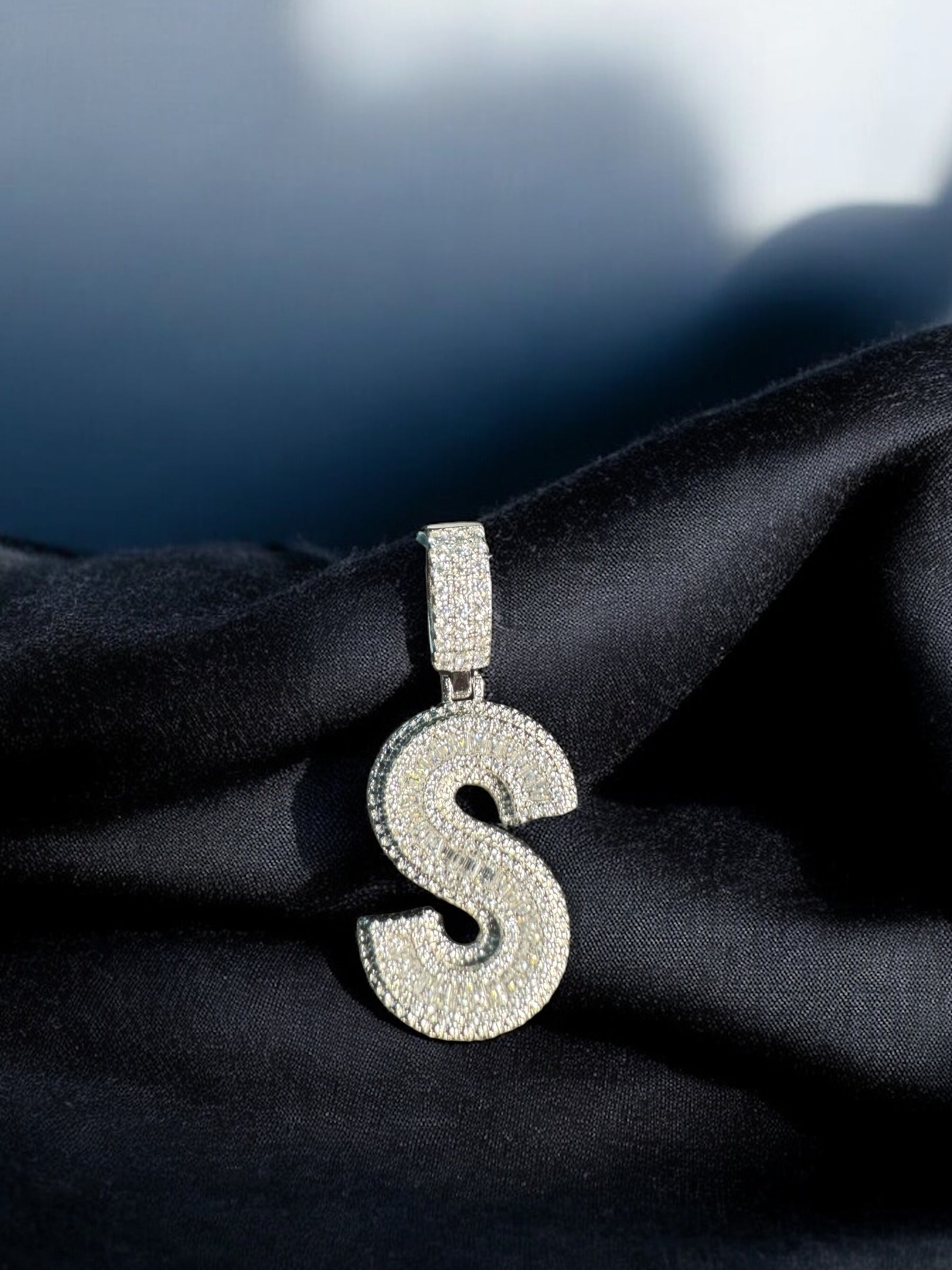 Moissanite Initial Pendant 925 Silver Letter Charms