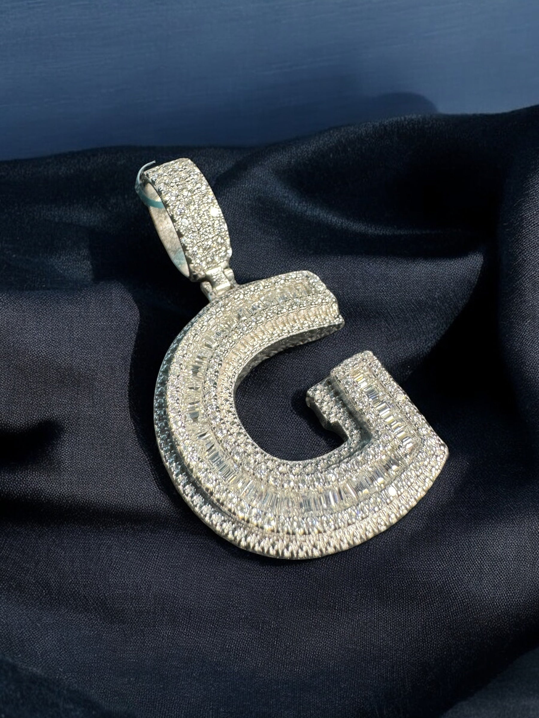 Moissanite Initial Pendant 925 Silver Letter Charms