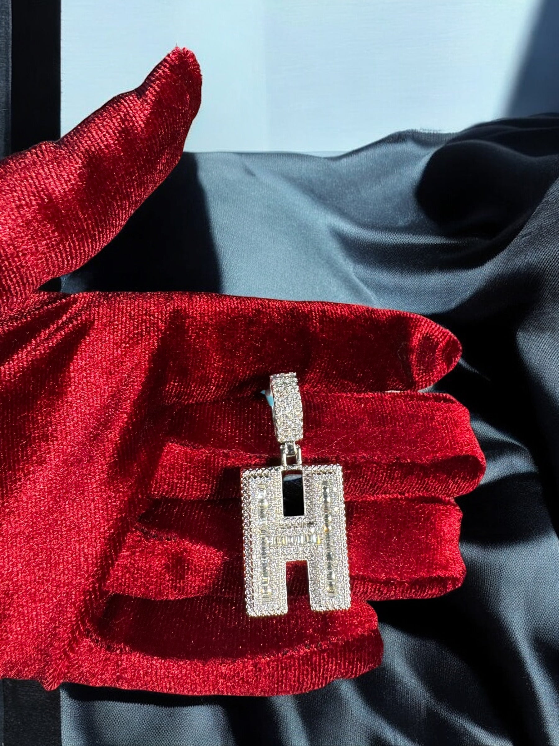 Moissanite Initial Pendant 925 Silver Letter Charms