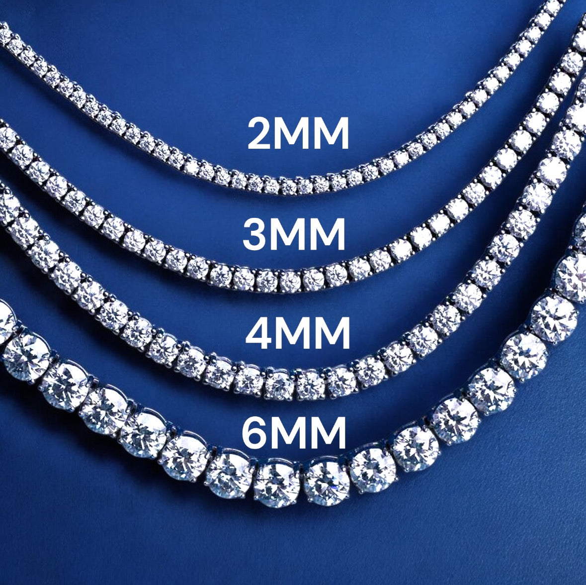 6mm Moissanite Tennis Necklace 14k Gold 925