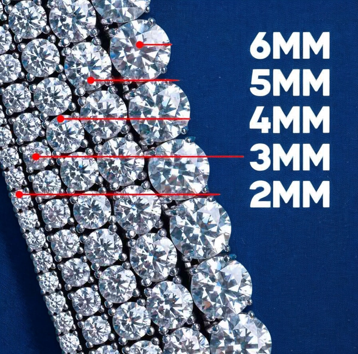 6mm Moissanite Tennis Necklace 14k Gold 925