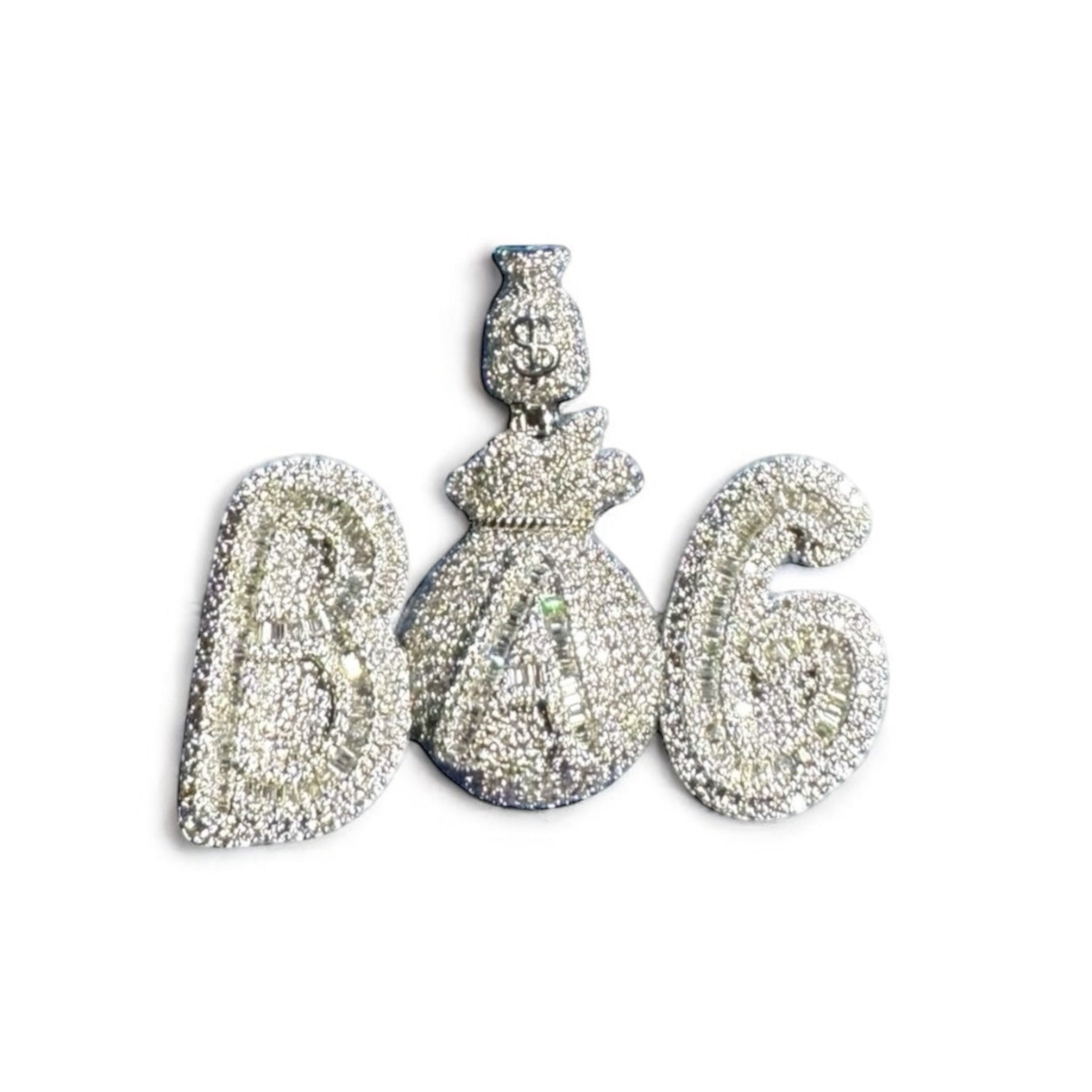 Moissanite Bag Money Pendant 925 Silver Mens