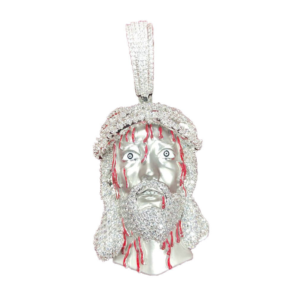 Mens 3D Enamel Jesus Face Hip Hop Religious Rose Tone Pendant - Master of Bling 