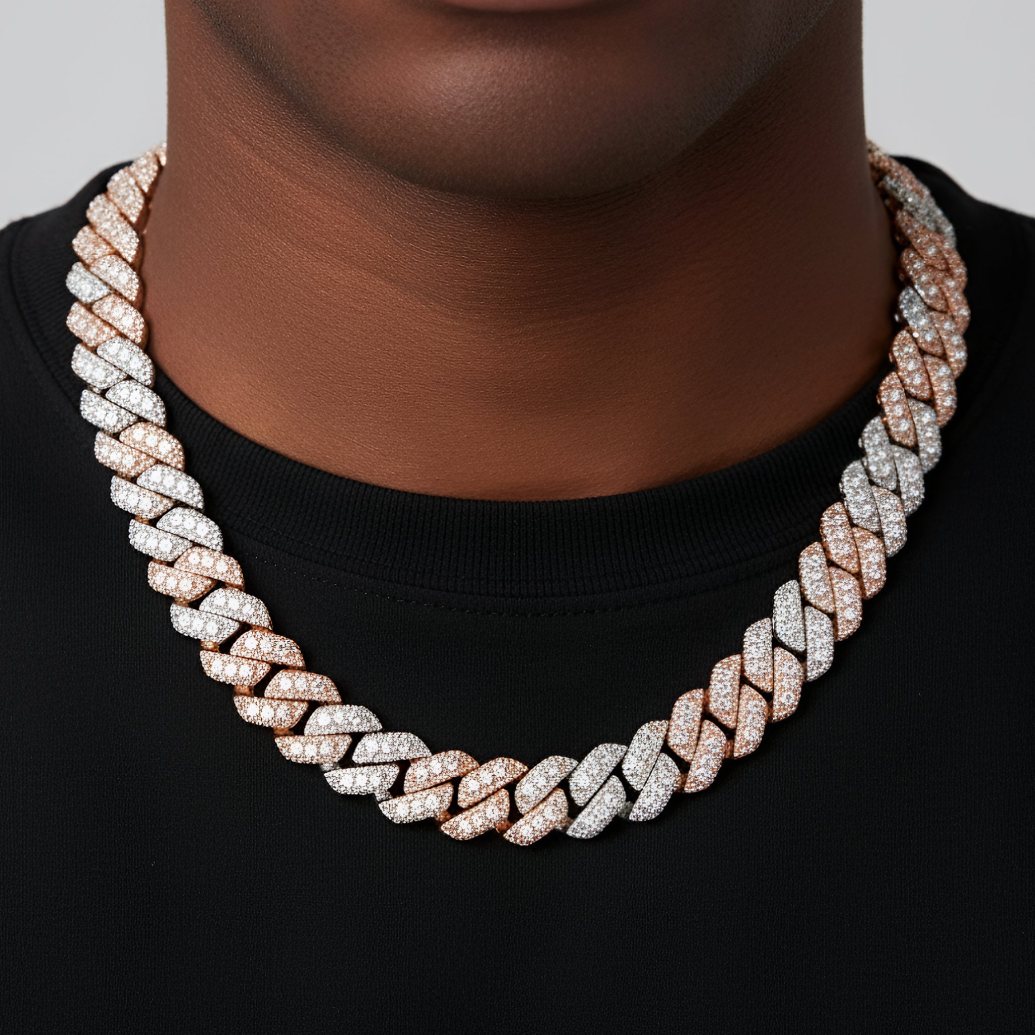 14mm Moissanite Solitaire Cuban Chain Bracelet Bundle