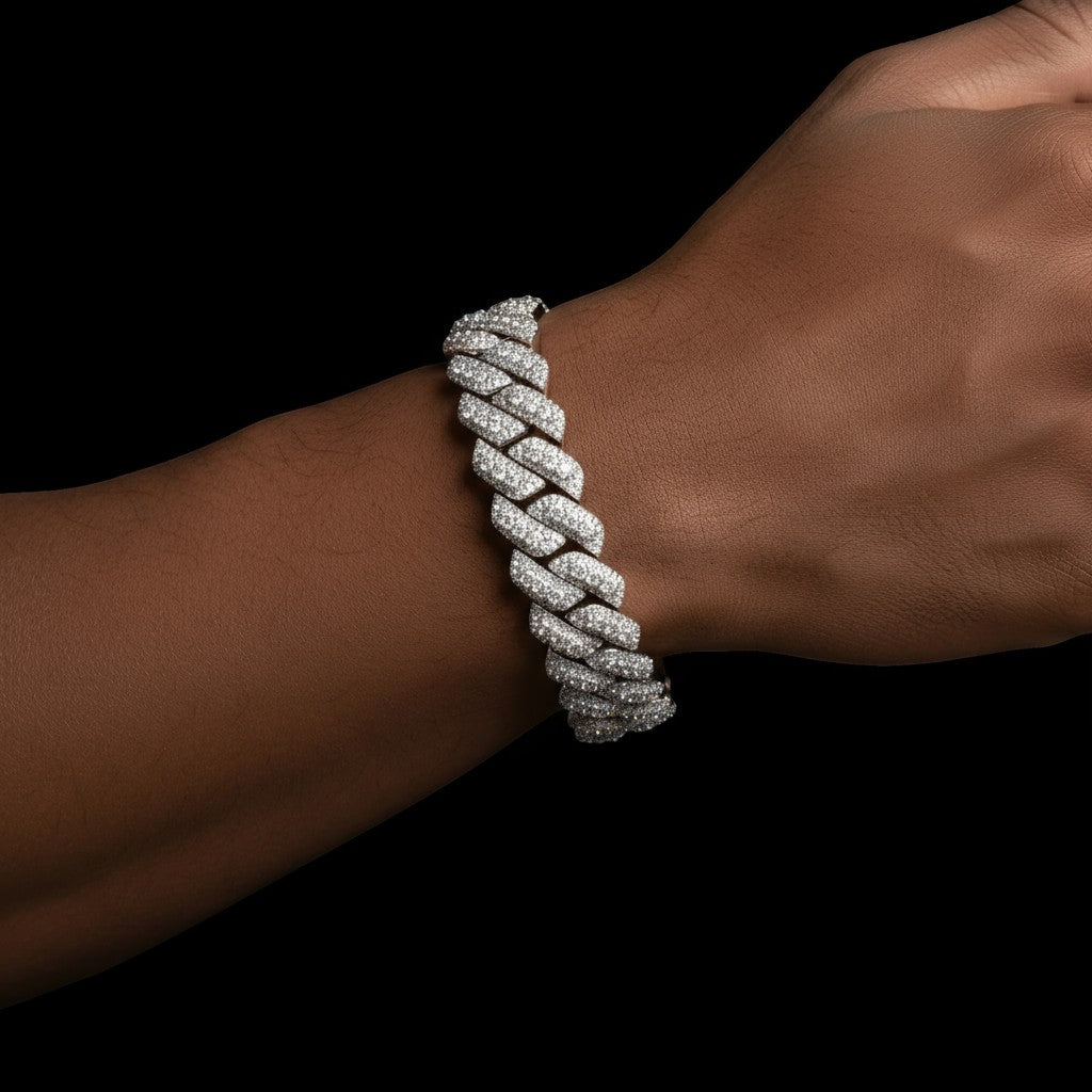 Moissanite Cuban Bracelet Icy 10mm 925 Sterling Silver Custom Jewelry