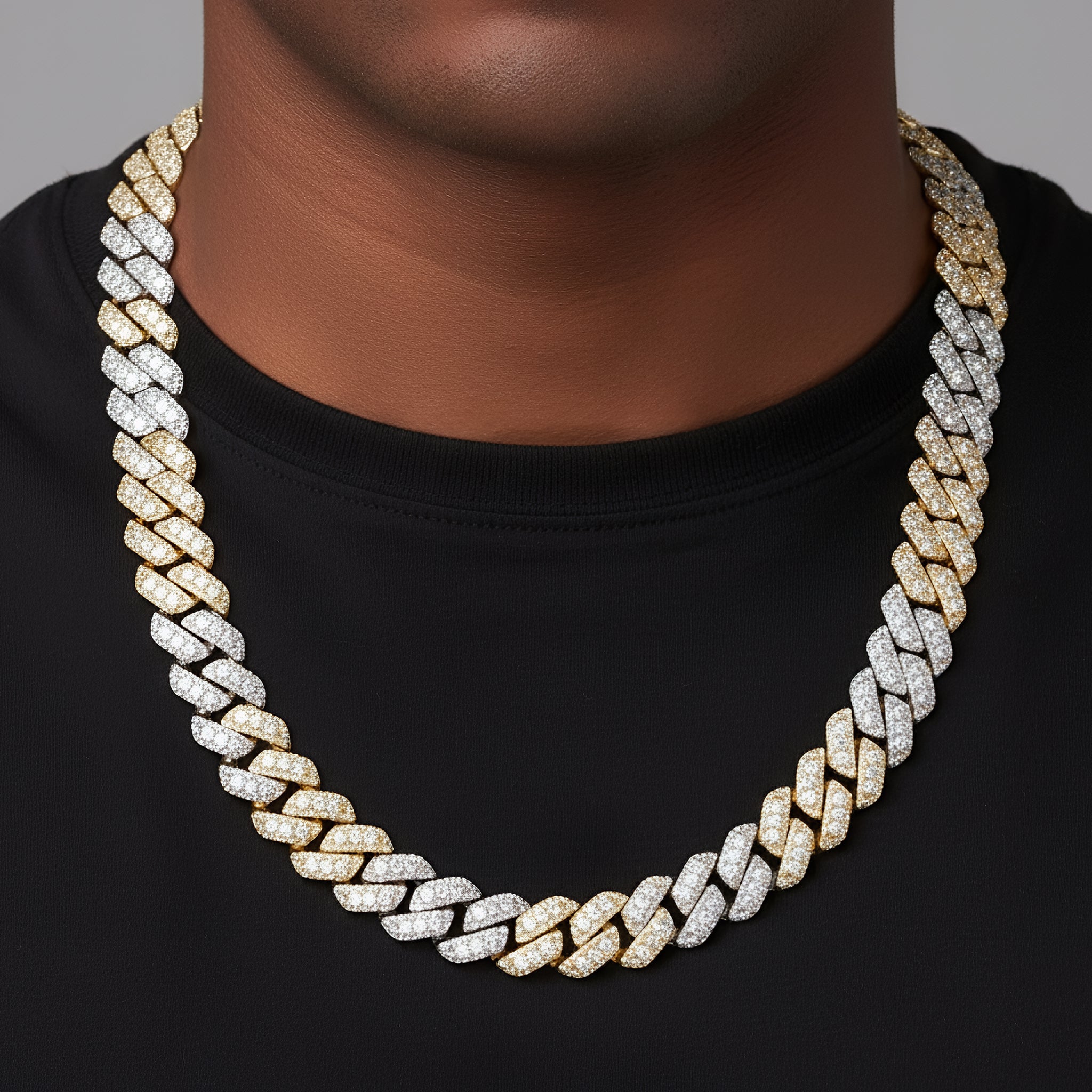 Moissanite Cuban Chain 12mm 925 Silver Gold (14"-40")