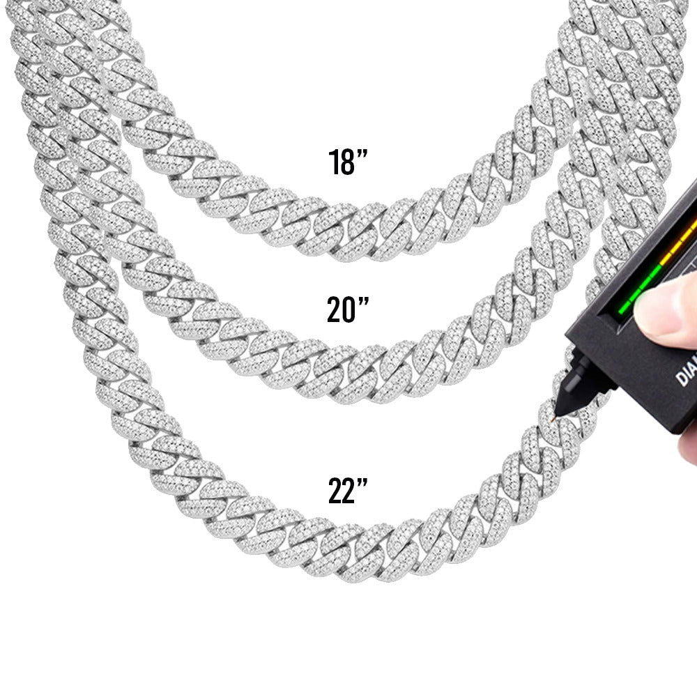 Moissanite Diamond 8MM Sterling .925 Hip Hop Icy Cuban Chain 18"-22" - Master of Bling 
