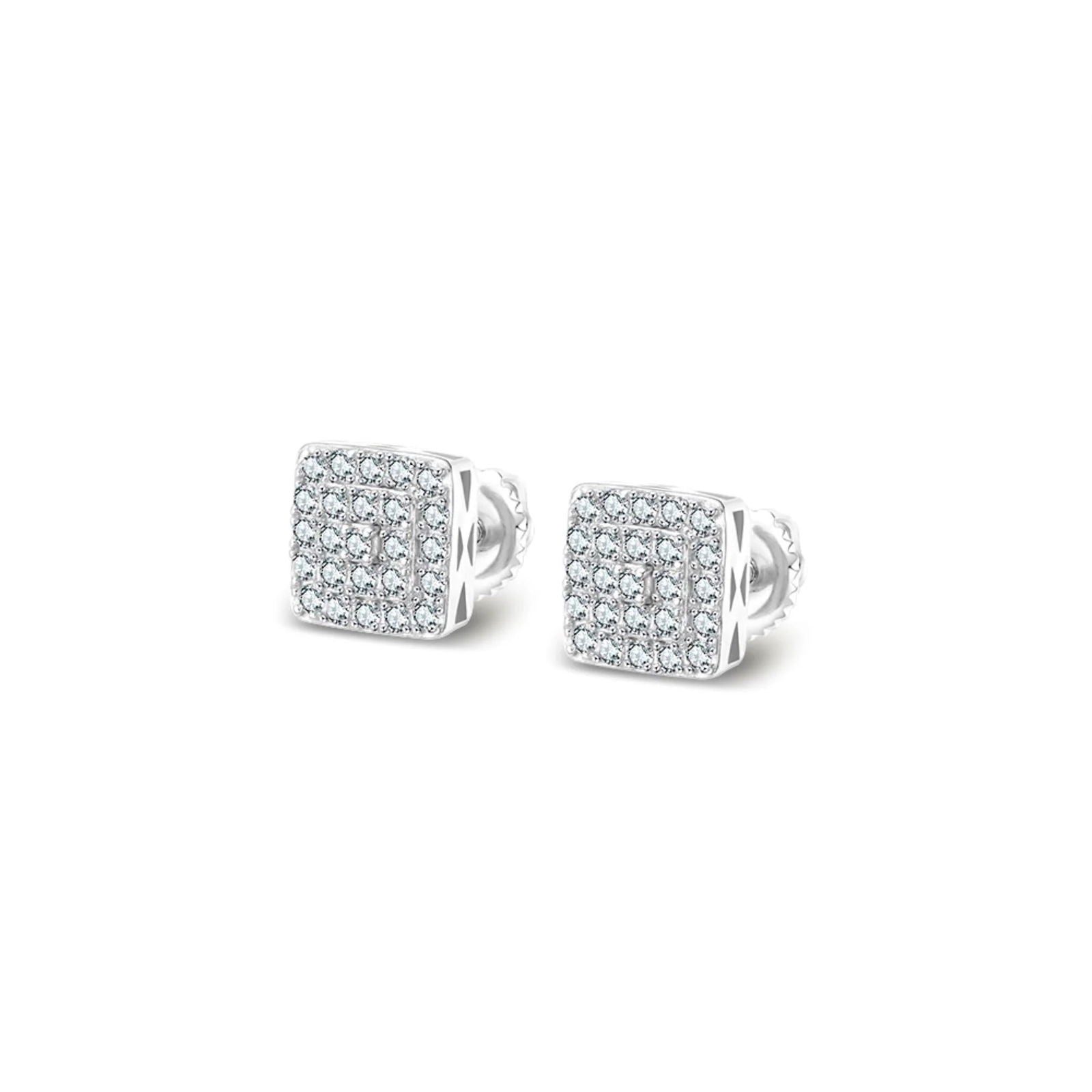 Moissanite Diamond Earrings Square Men Women 925 Silver - Master of Bling 