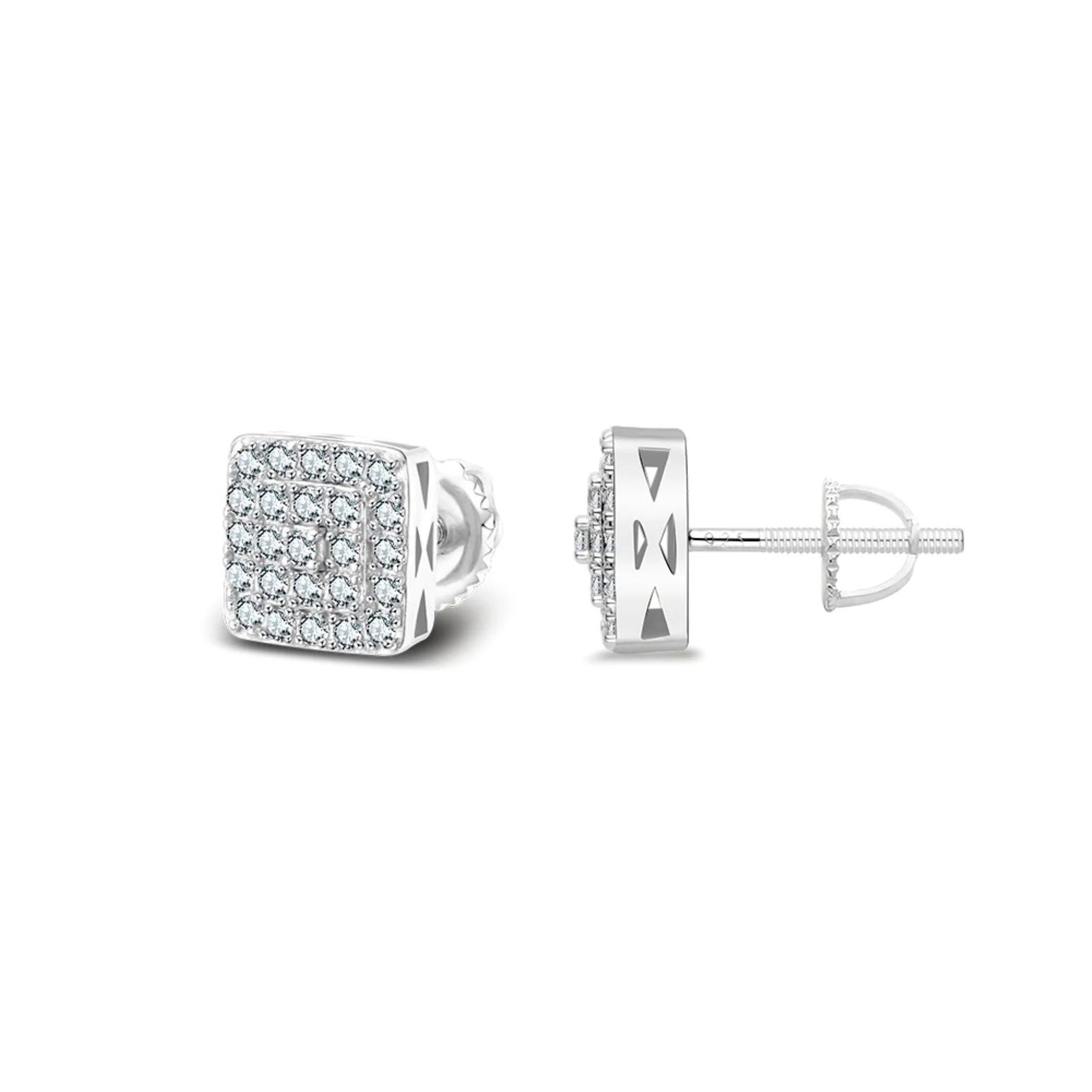 Moissanite Diamond Earrings Square Men Women 925 Silver - Master of Bling 