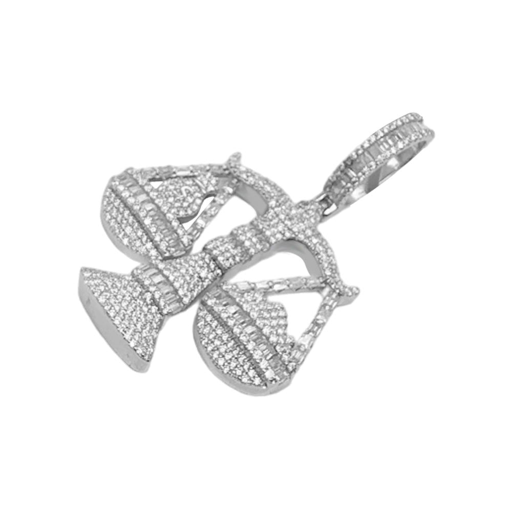 Moissanite Diamond Libra Weighing Scale Pendant Icy Custom 925 Sterling Silver - Master of Bling 