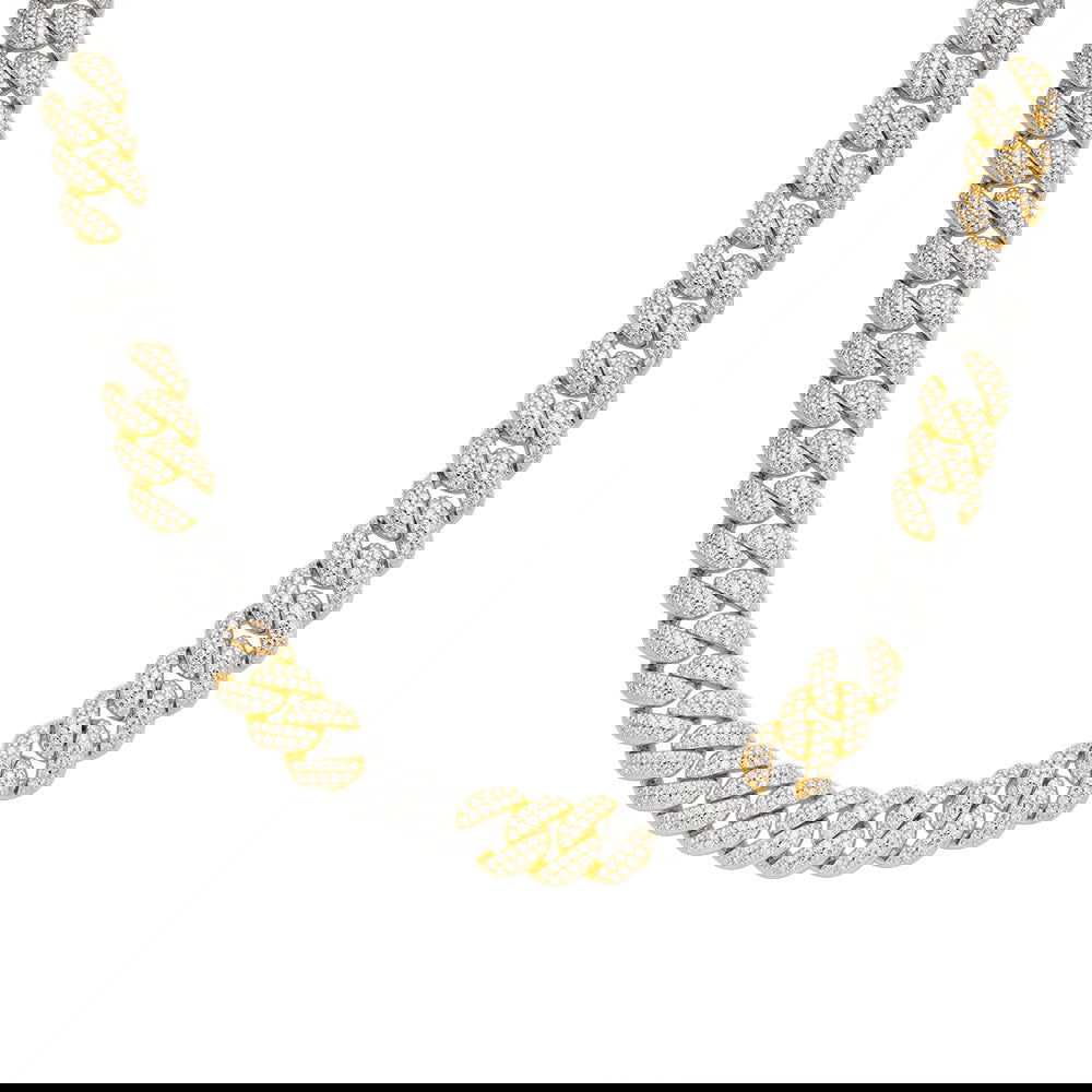 Moissanite Diamond Miami Cuban 10MM 22IN 14K Gold Two Tone .925 Chain - Master of Bling 
