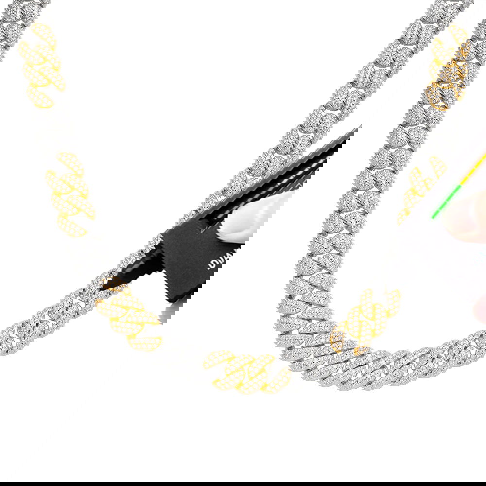 Moissanite Diamond Miami Cuban 10MM 22IN 14K Gold Two Tone .925 Chain - Master of Bling 