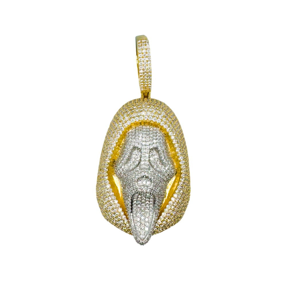 Moissanite Diamond Pendant Scream Mask Ghostface 14k Gold Tone 925 Silver - Master of Bling 