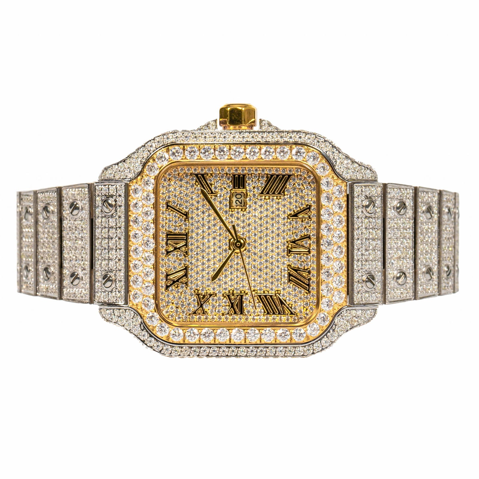 Moissanite Diamond Womens 37mm Watch 2 Tone Gold Luxury - Master of Bling 