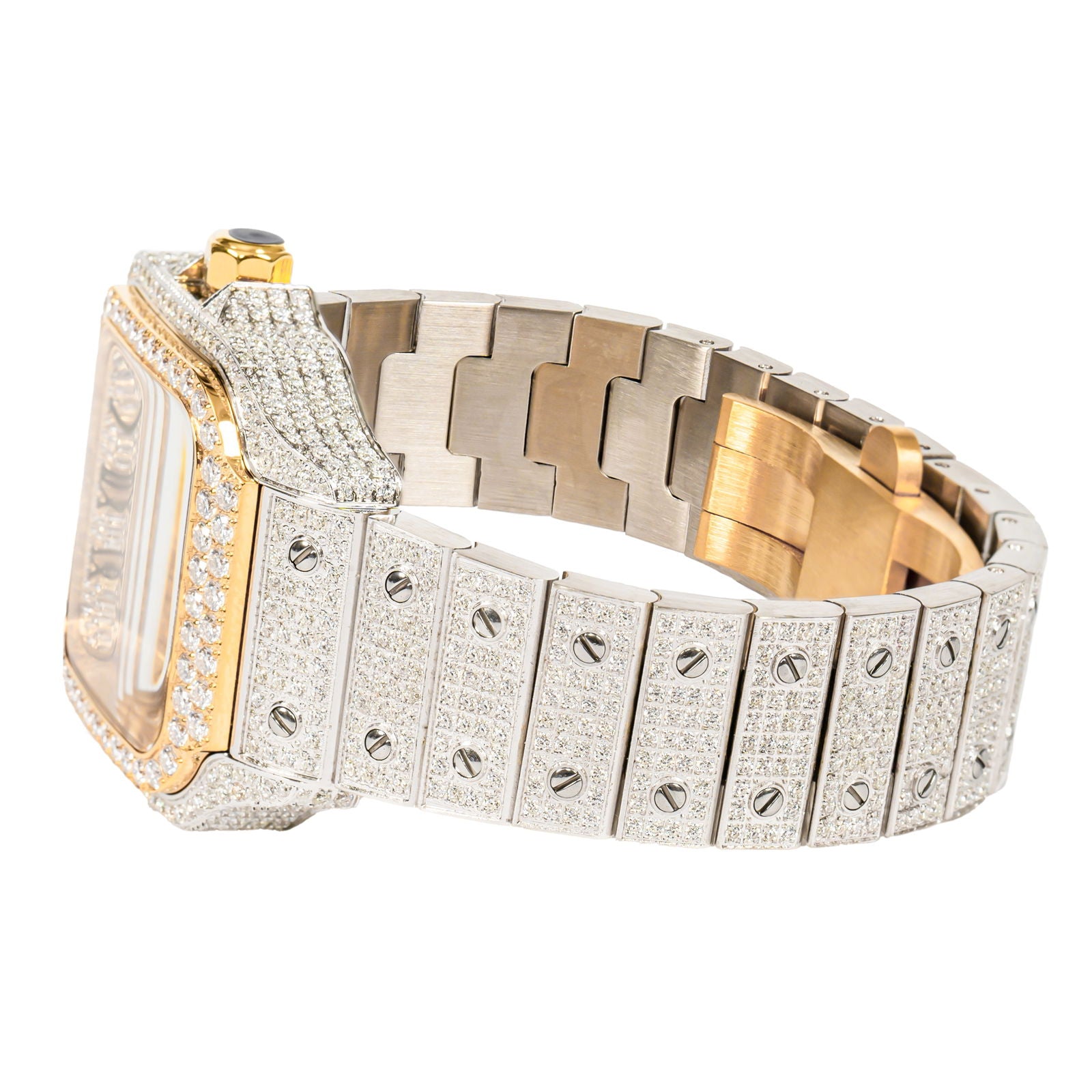 Moissanite Diamond Womens 37mm Watch 2 Tone Gold Luxury - Master of Bling 
