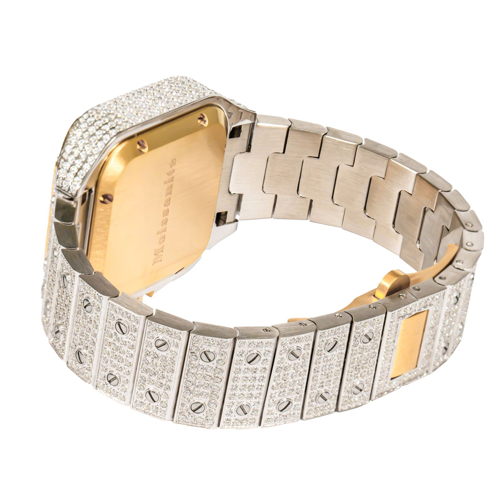 Moissanite Diamond Womens 37mm Watch 2 Tone Gold Luxury - Master of Bling 