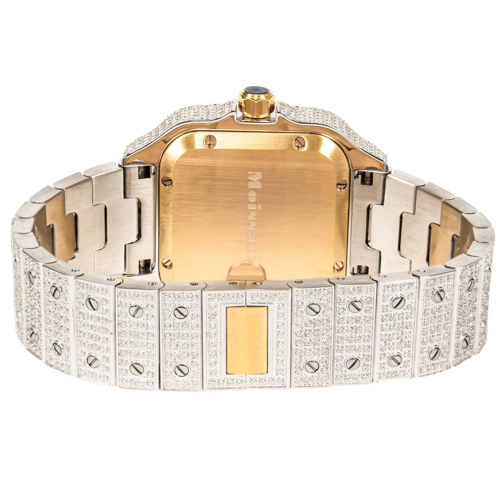 Moissanite Diamond Womens 37mm Watch 2 Tone Gold Luxury - Master of Bling 