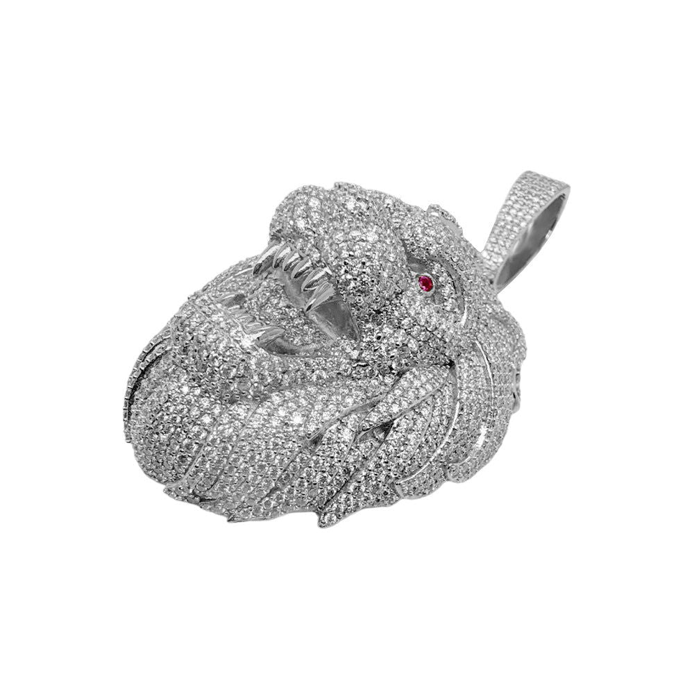 Moissanite Lion Face Pendant 925 Sterling Silver Beast Custom Charm Men - Master of Bling 