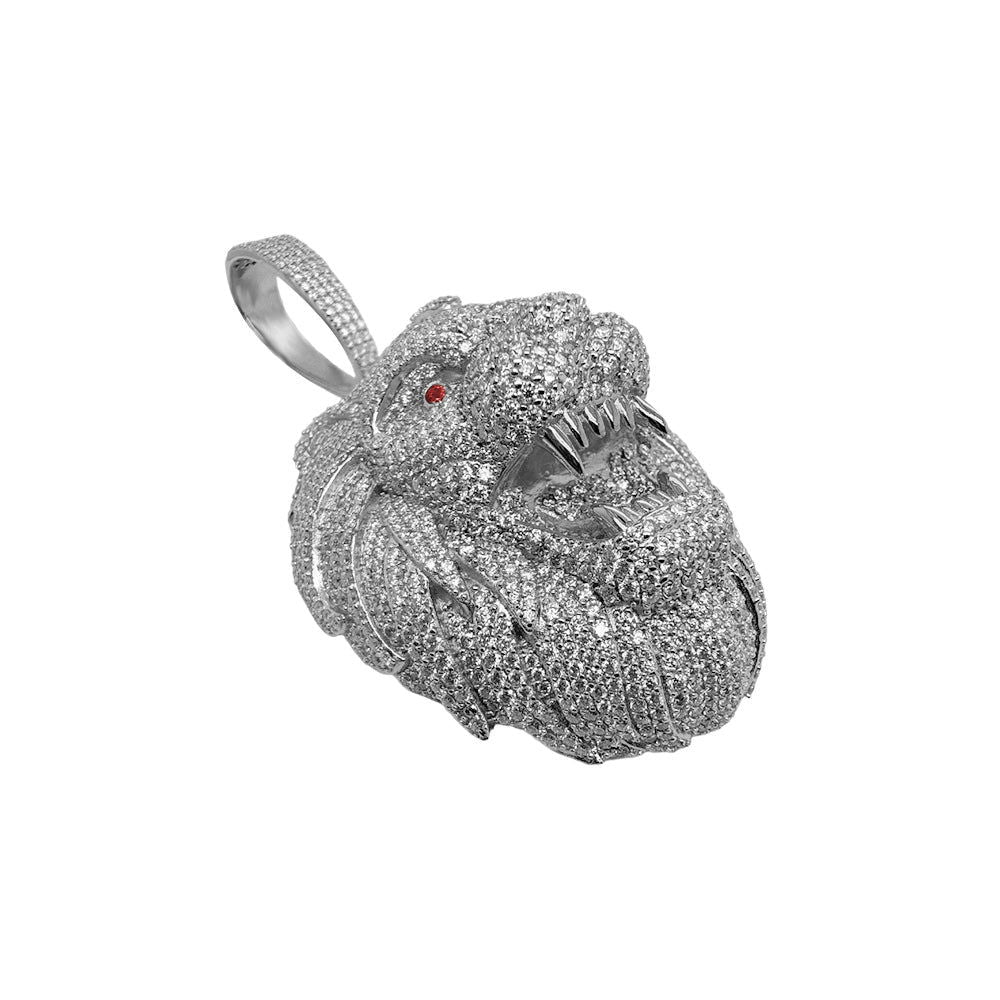Moissanite Lion Face Pendant 925 Sterling Silver Beast Custom Charm Men - Master of Bling 