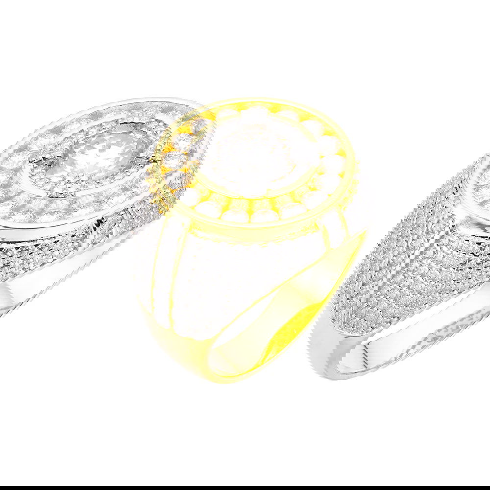 Moissanite Mens Solitaire Round Ring 925 Silver 14k Gold Finish - Master of Bling 