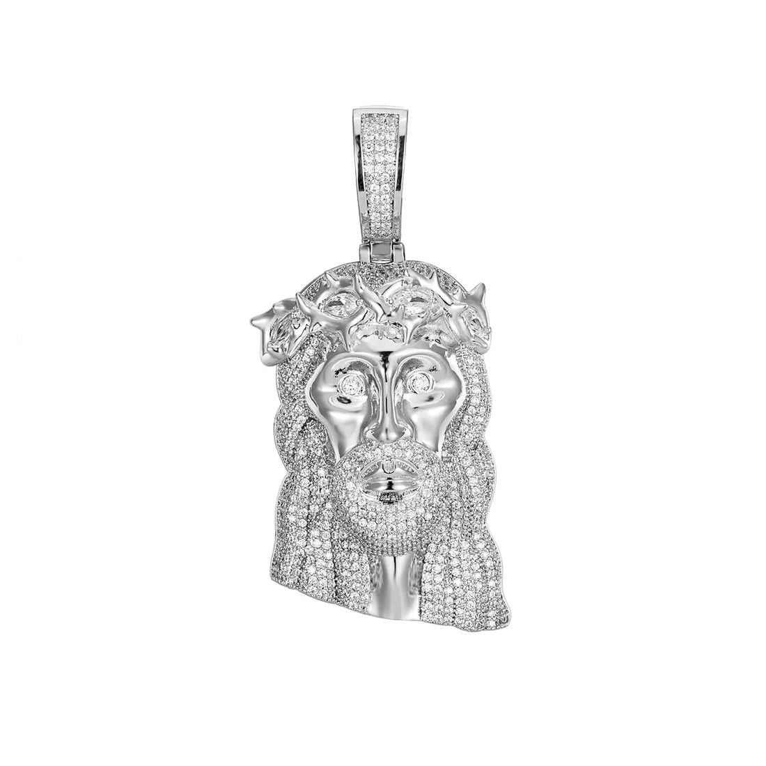 Moissanite VVS 6.36 Ctw Silver Jesus Marquise Crown Pendant - Master of Bling 