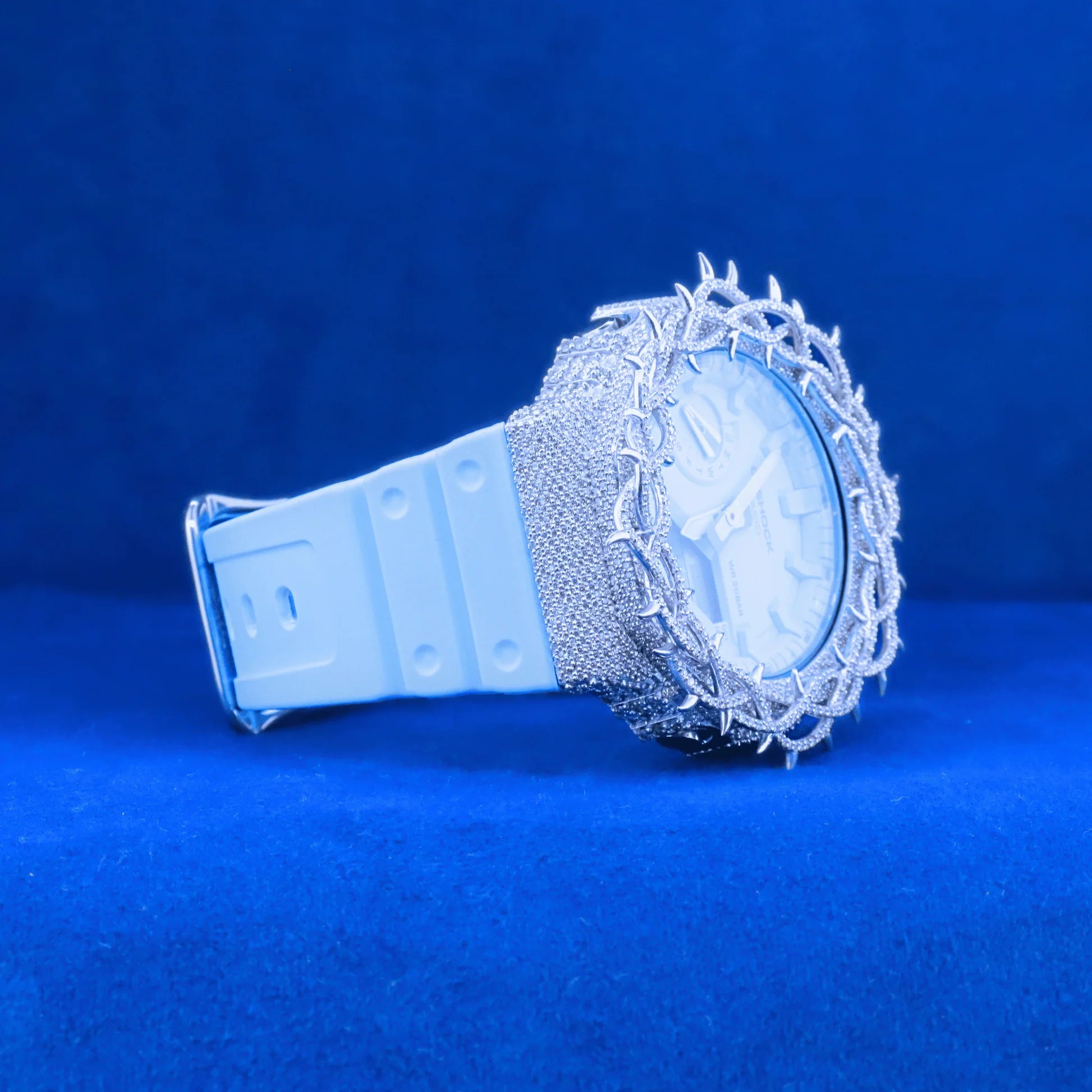 Neon Blue Moissanite G Shock Custom Thorn Watch