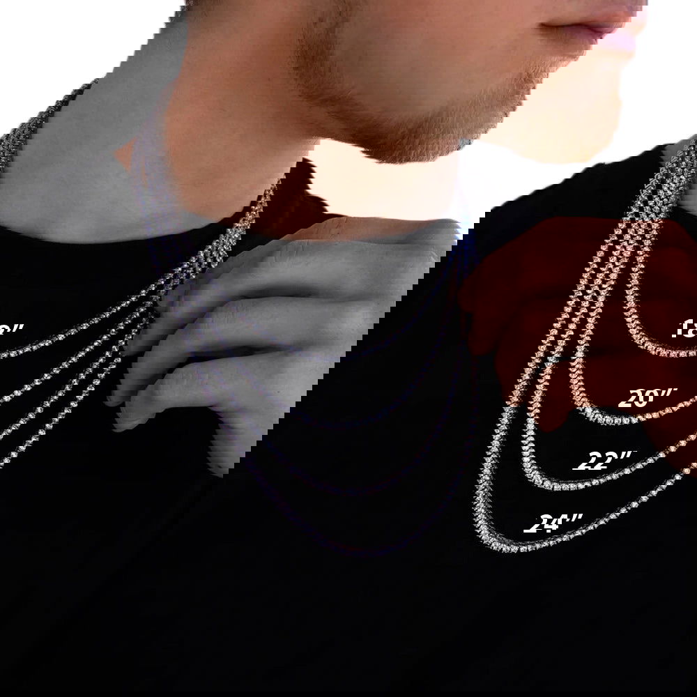 One Row 3mm VVS Moissanite .925 Silver Tennis Chain - Master of Bling 