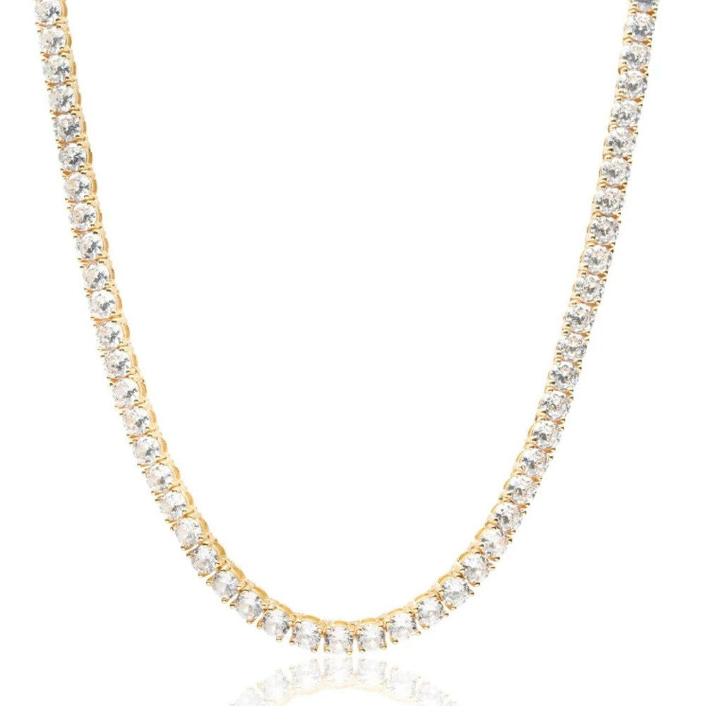 One Row 4MM VVS Moissanite 14k Gold Tone .925 Tennis Chain - Master of Bling 