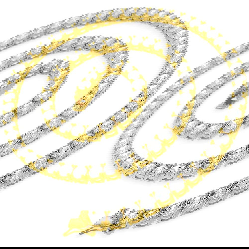 One Row 4MM VVS Moissanite 14k Gold Tone .925 Tennis Chain - Master of Bling 