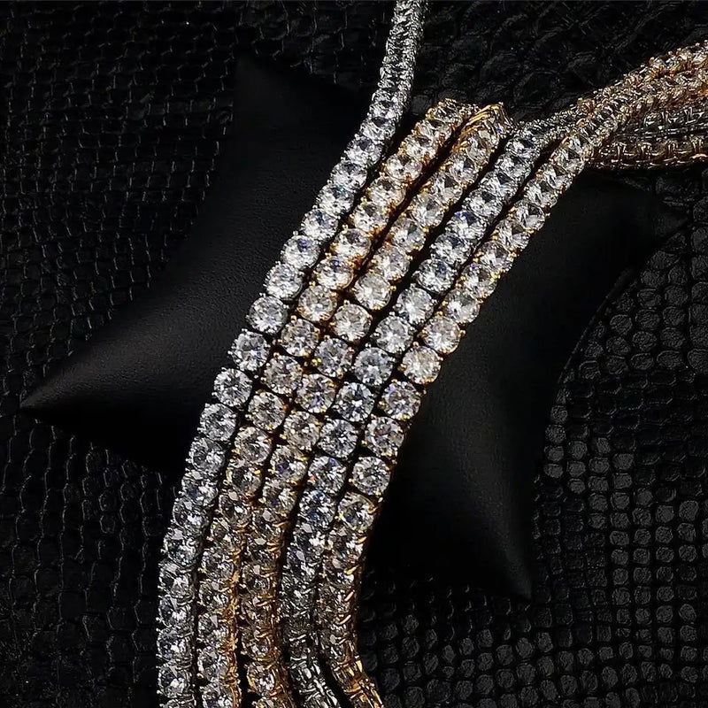 One Row 4MM VVS Moissanite 14k Gold Tone .925 Tennis Chain - Master of Bling 