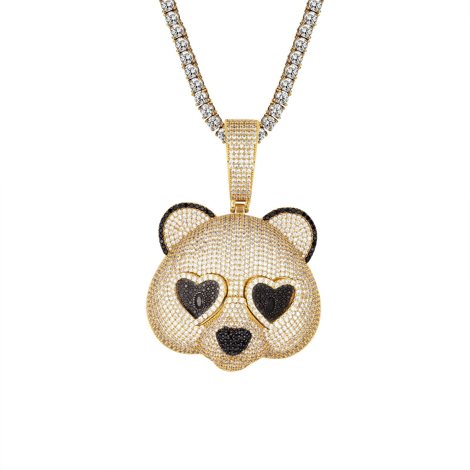 Panda 3D Icy Custom Hip Hop Yellow Gold Tone Pendant - Master of Bling 