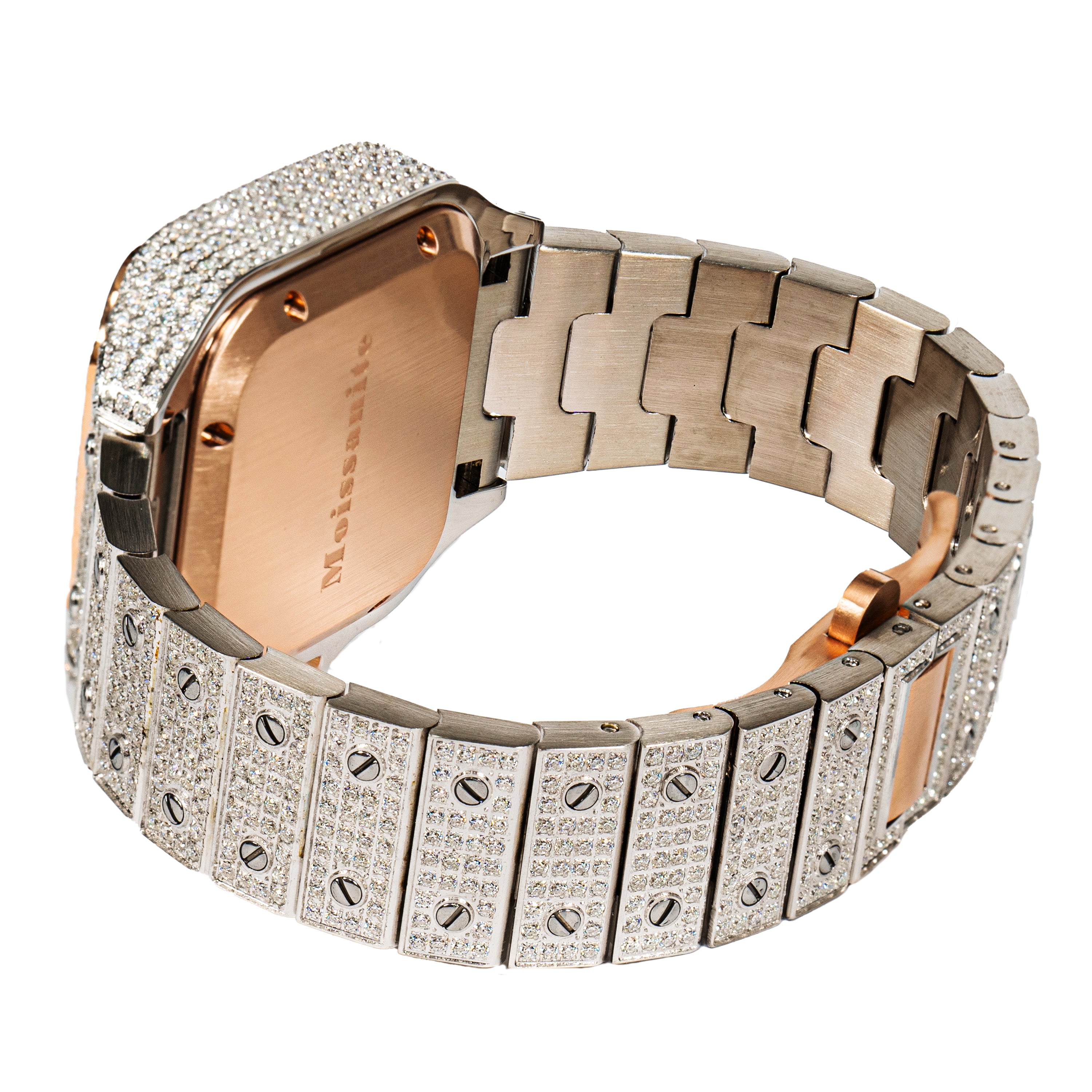 Womens Moissanite Diamond Watch 37mm 2 Tone Rose Gold Luxury