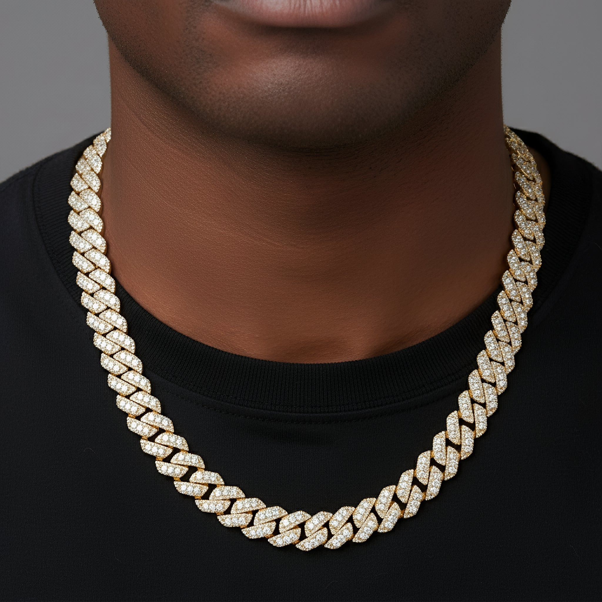 Real Miami Cuban Link Chain 14mm MOISSANITE 925 Silver Gold Tone Necklace