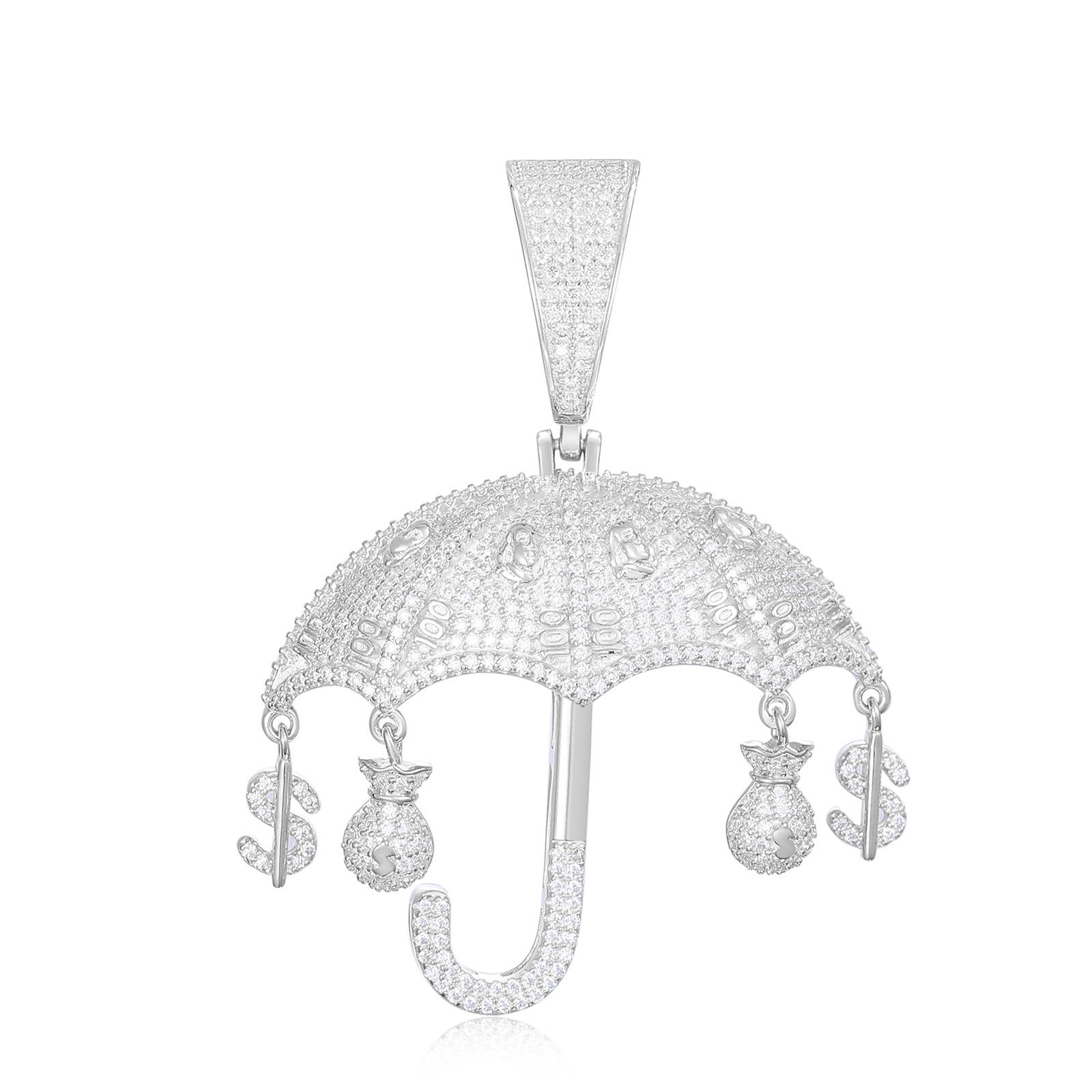 Moissanite Diamond Umbrella Money Bag Pendant Custom Iced 925 Silver