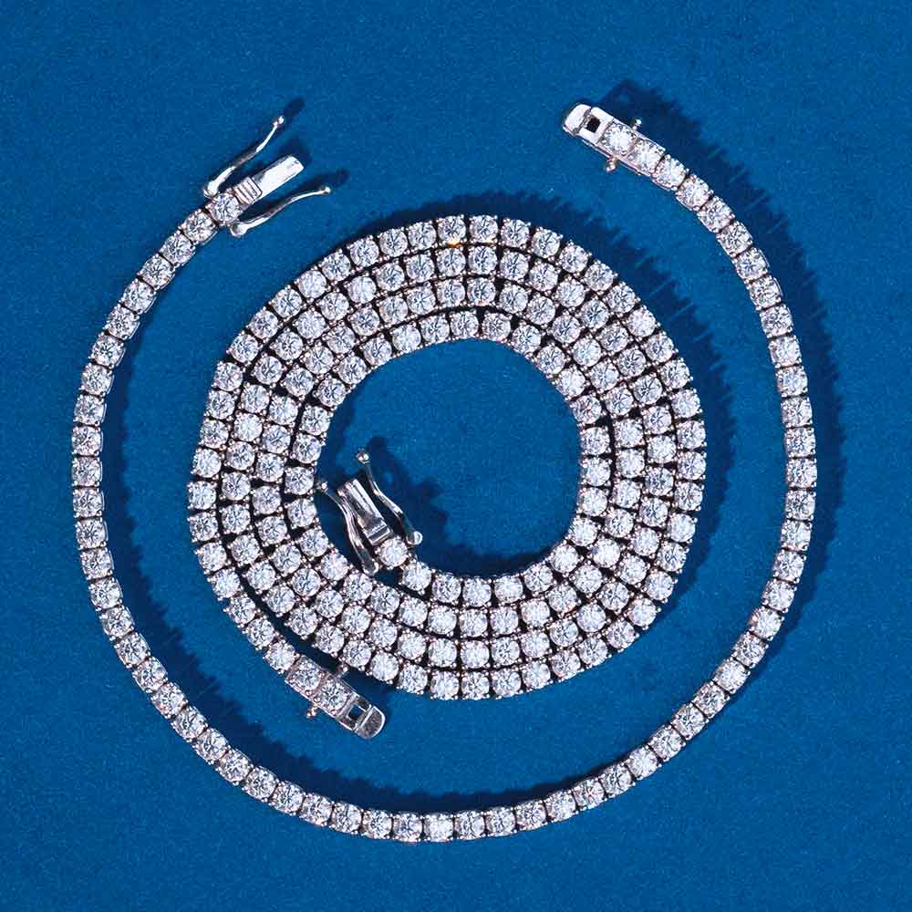 3mm Moissanite Tennis Necklace & Bracelet Bundle 925