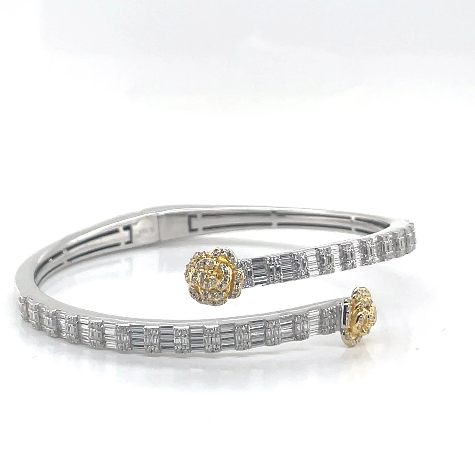 Womens Flower Bangle Moissanite Bracelet 925