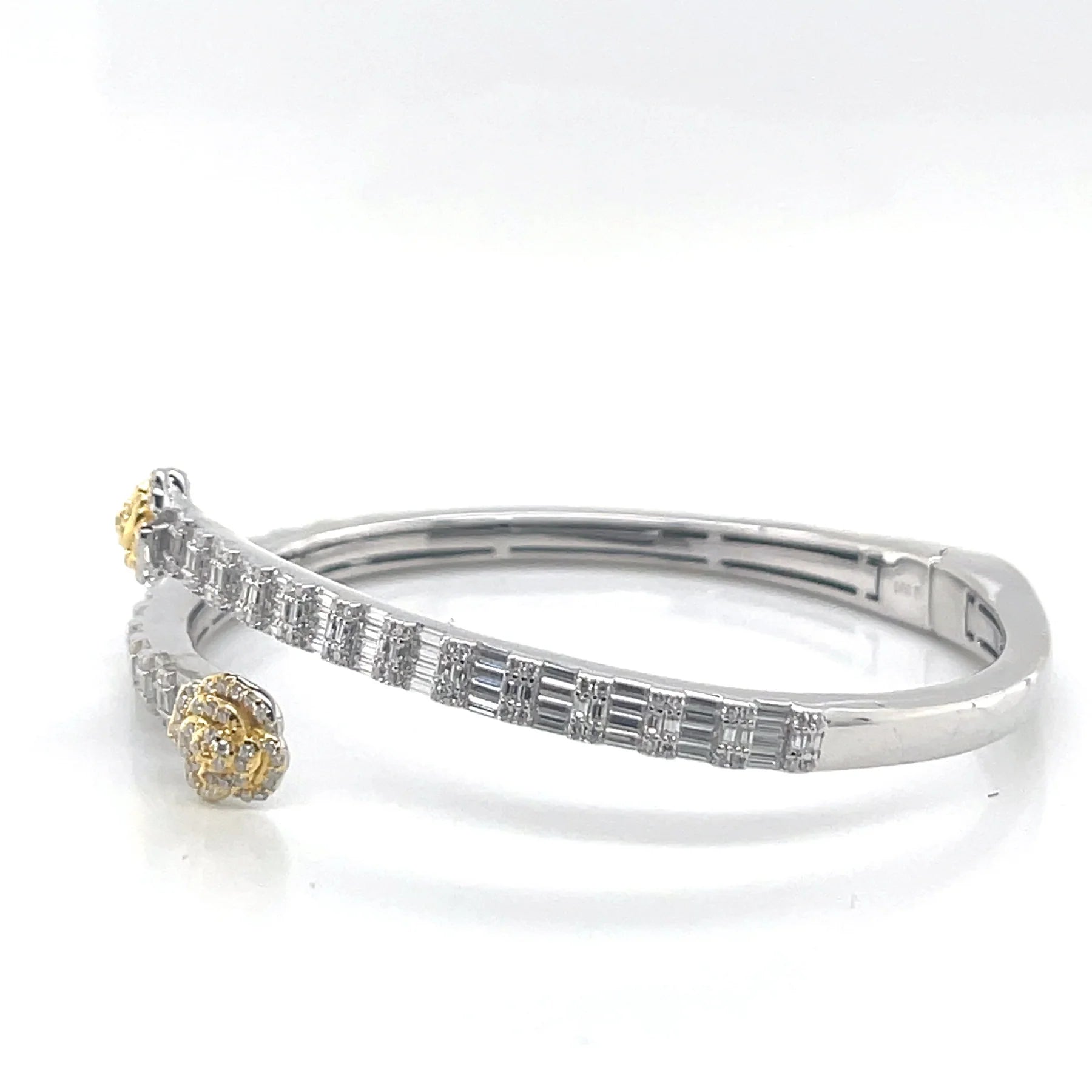 Womens Flower Bangle Moissanite Bracelet 925