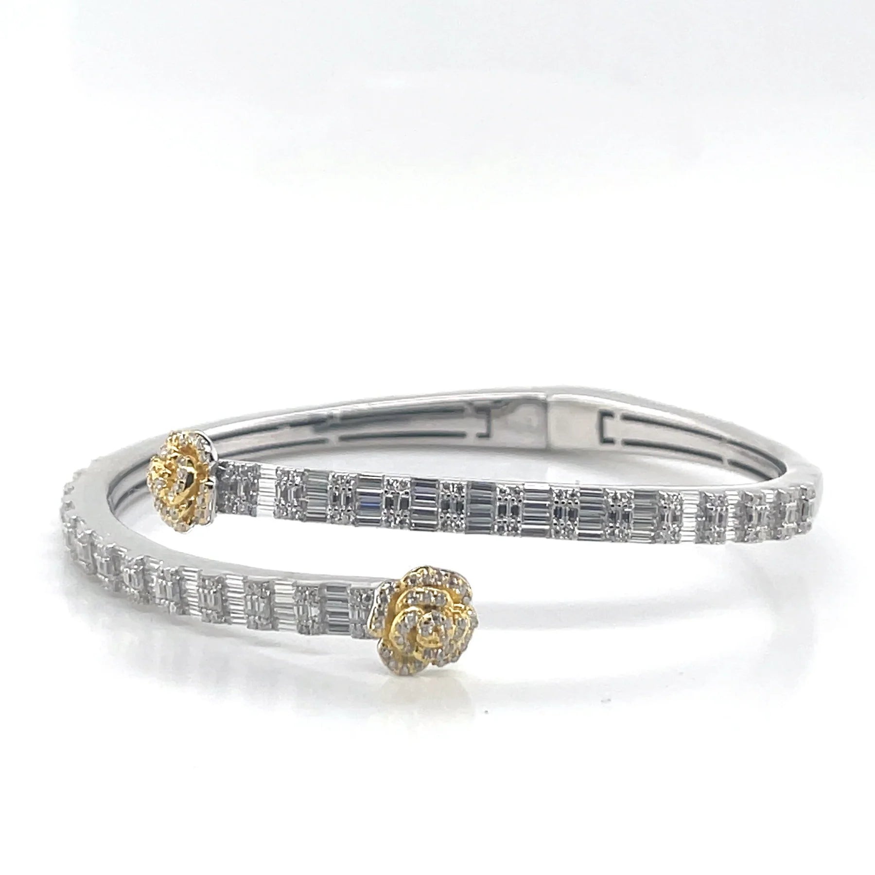 Womens Flower Bangle Moissanite Bracelet 925