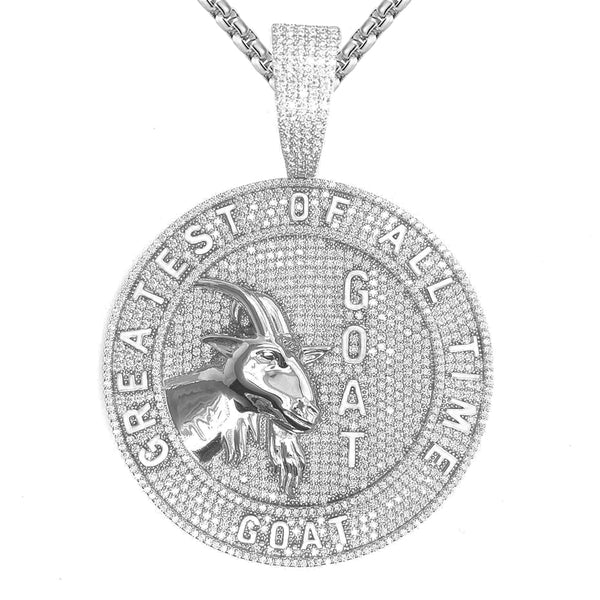 Moissanite 12.33 CTW Greatest of All Time Goat Silver Pendant