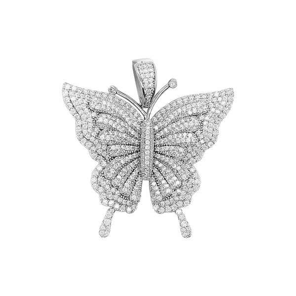 Moissanite 2.67 CTW Butterfly Cluster Sterling Silver Pendant