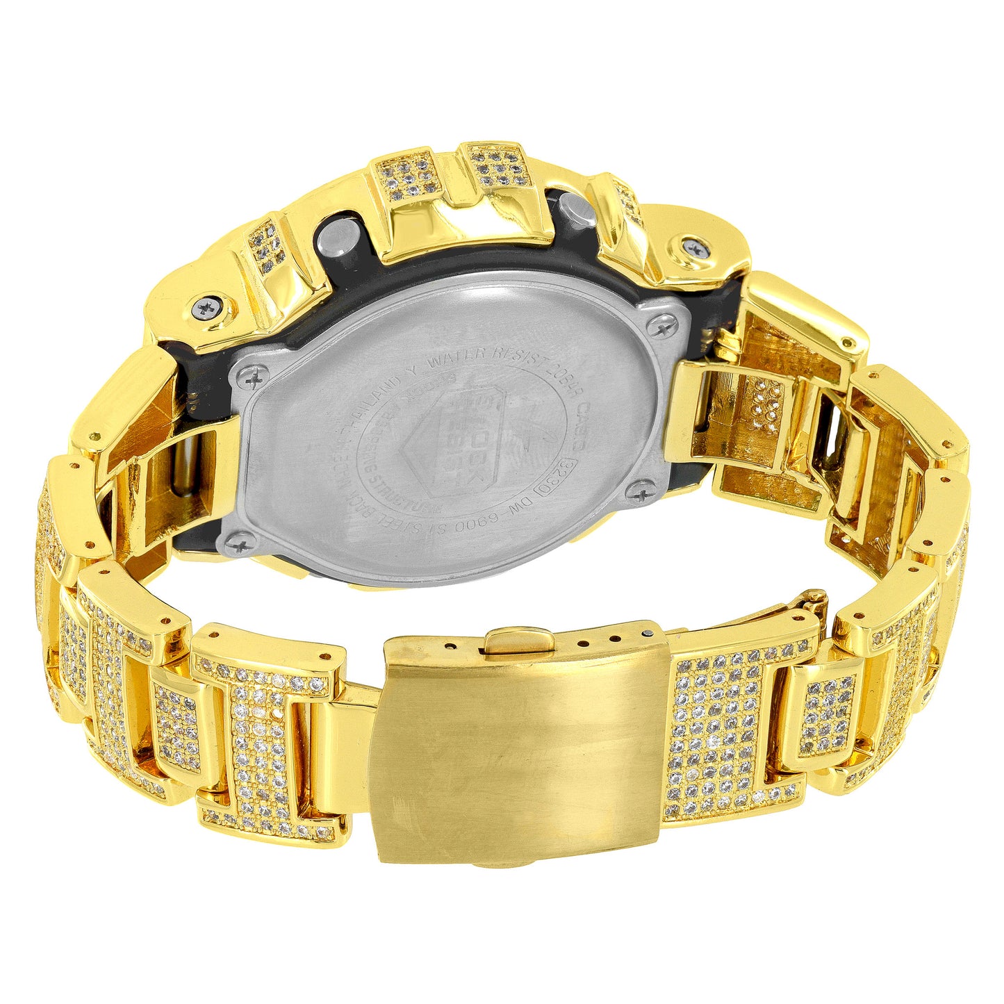 Gold Tone Fully Iced Moissanite Diamond Casio Gshock DW6900 Watch
