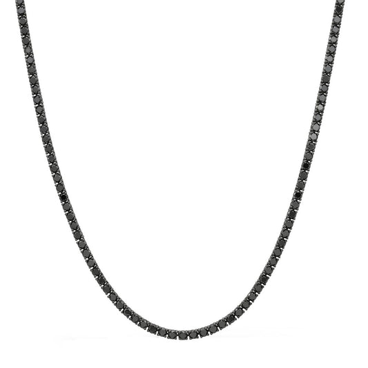 3MM Moissanite Black Diamond 925 Silver One Row Tennis Chain
