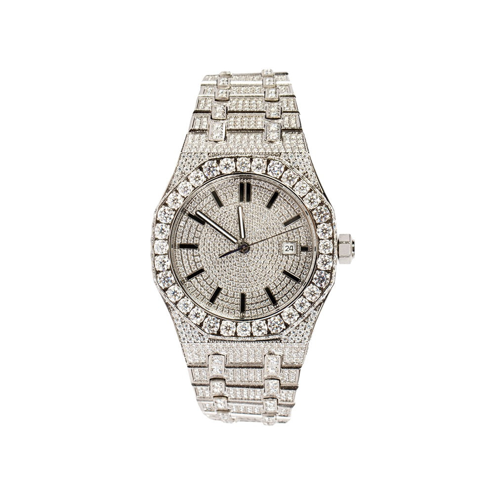 Stainless Steel 41MM Moissanite Dial Mens Watch