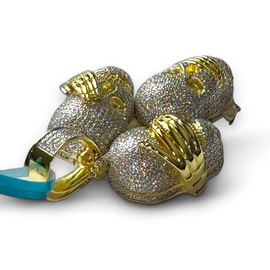 Moissanite Pendant Skull See Hear Speak No Evil 14k Gold On 925 Silver